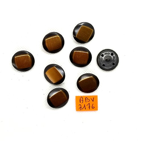 8 boutons en métal doré et noir - 18mm - abv7176