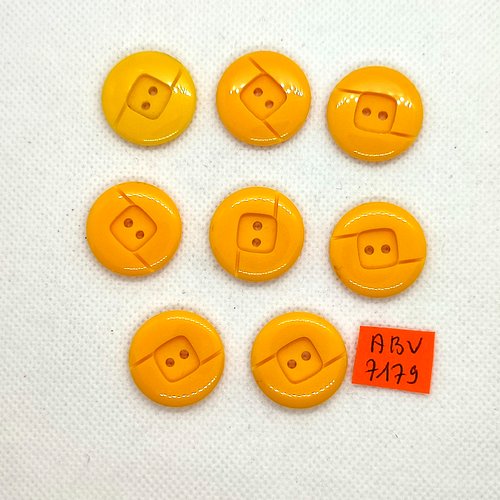 8 boutons en résine jaune - 22mm - abv7179