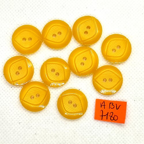 10 boutons en résine jaune - 18mm - abv7180