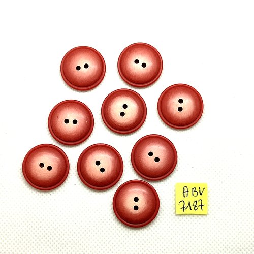 9 boutons en résine vieux rose - 22mm - abv7187