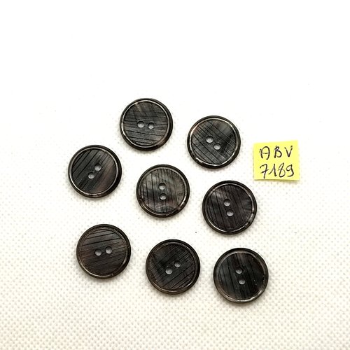 8 boutons en résine gris - 18mm - abv7189