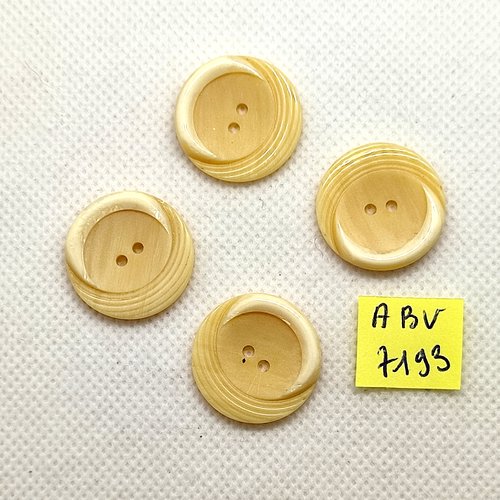 4 boutons en résine beige/ivoire - 22mm - abv7193
