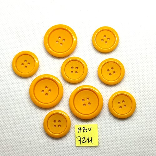 9 boutons en résine jaune - 27mm et 21mm - abv7211