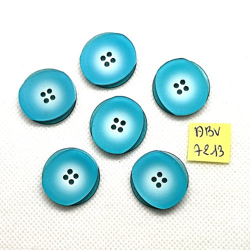 6 boutons en résine bleu - 23mm - abv7213