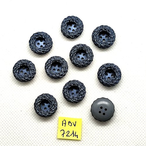 10 boutons en résine gris/bleu - 16mm - abv7214