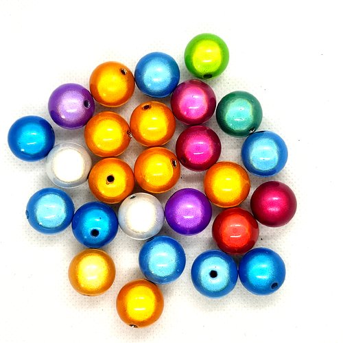 Lot de 26 perles magique en résine multicolore - 15mm - 2