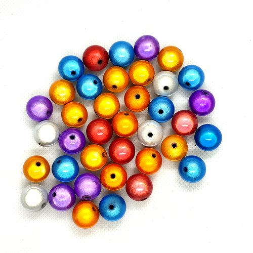 Lot de 38 perles magique en résine multicolore - 14mm - 4