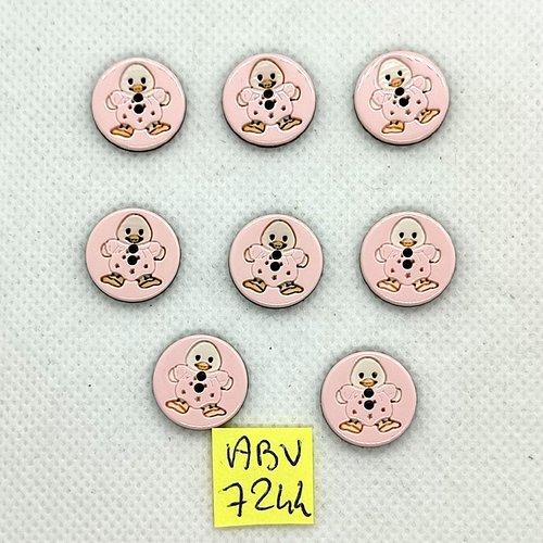 8 boutons fantaisie en résine rose - canard - 15mm - abv7244