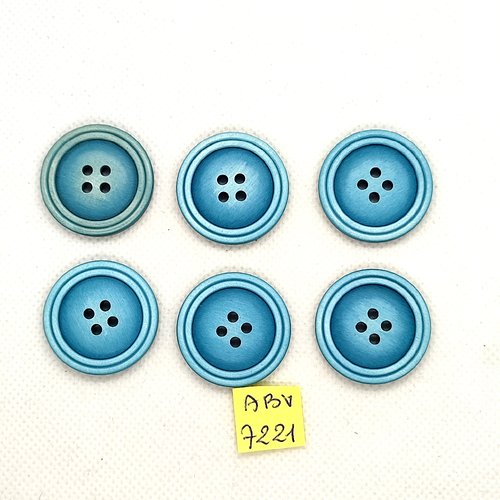 6 boutons en résine bleu - 27mm - abv7221