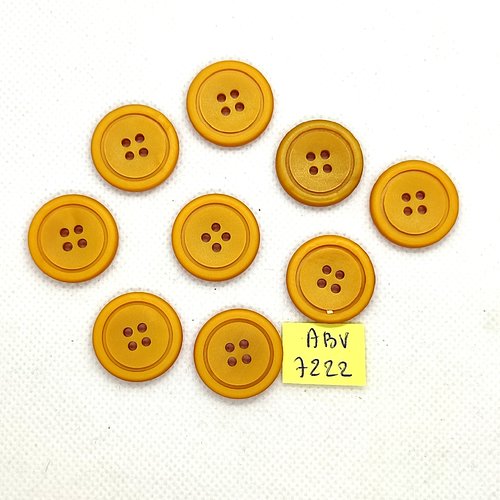 9 boutons en résine ocre/orange foncé - 21mm - abv7222