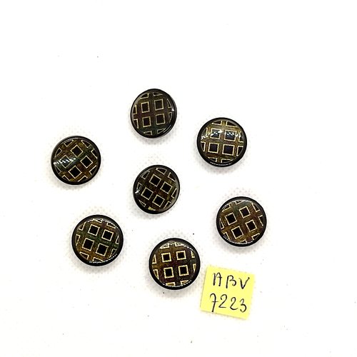 7 boutons en résine or et noir - 17mm - abv7223