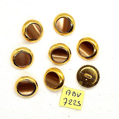 8 boutons en résine doré et marron - 18mm - abv7225
