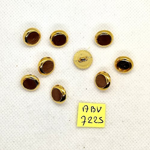 6 boutons en résine doré et marron - 18mm - abv7225