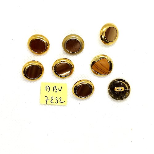 8 boutons en résine doré et marron - 15mm - abv7232