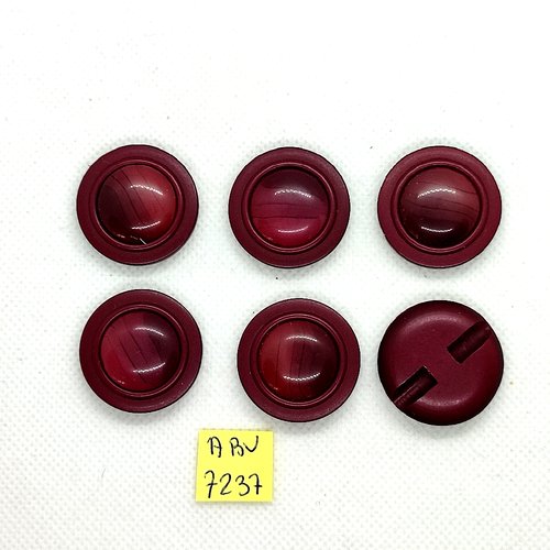 6 boutons en résine bordeaux - 27mm - abv7237