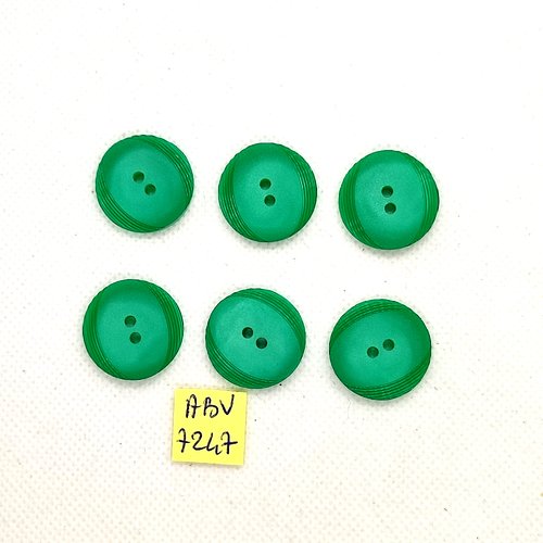 6 boutons en résine vert - 22mm - abv7247