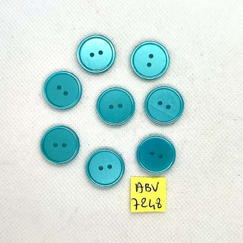 8 boutons en résine bleu/vert - 18mm - abv7248