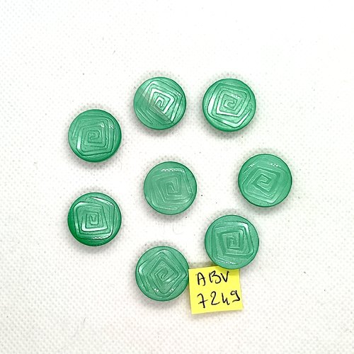 8 boutons en résine vert - 18mm - abv7249