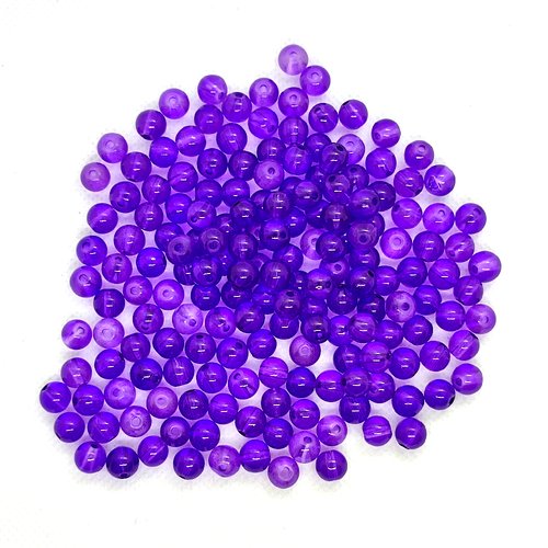 Lot de 175 perles en verre violet - 7mm