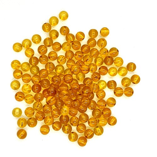 Lot de 125 perles en verre jaune - 7mm