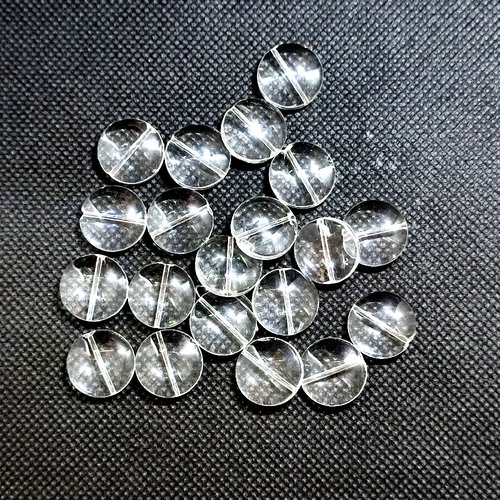 Lot de 20 perles en verre transparent - 15mm