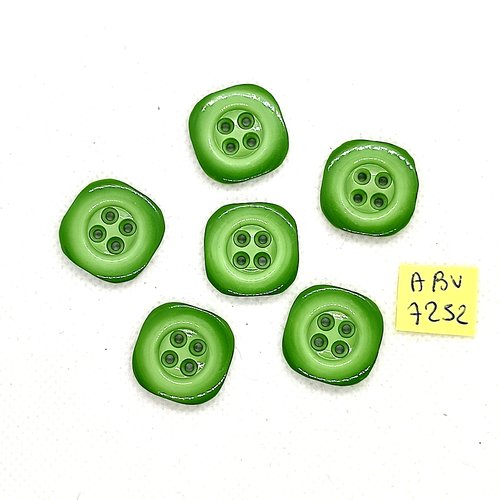 6 boutons en résine vert - 20x20mm - abv7252