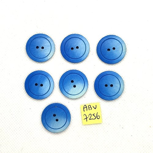 7 boutons en résine bleu - 22mm - abv7256
