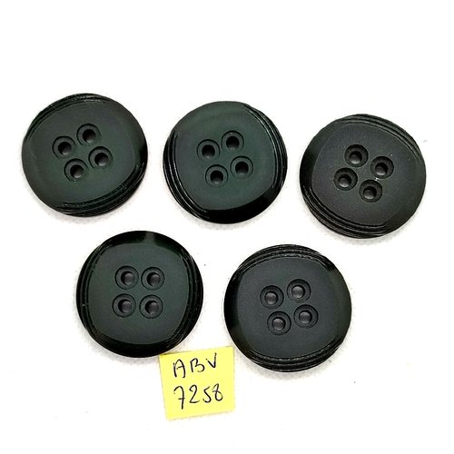 5 boutons en résine vert foncé - 35mm - abv7258
