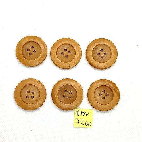 6 boutons en résine beige foncé - 27mm - abv7260