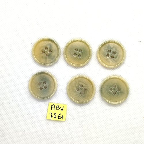6 boutons en résine beige/gris - 25mm - abv7261