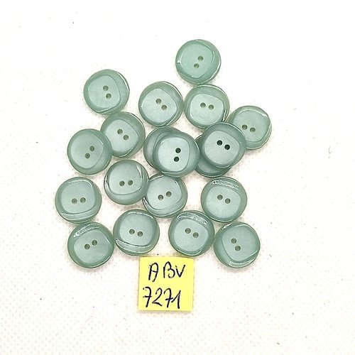 19 boutons en résine bleu/vert - 13mm - abv7271