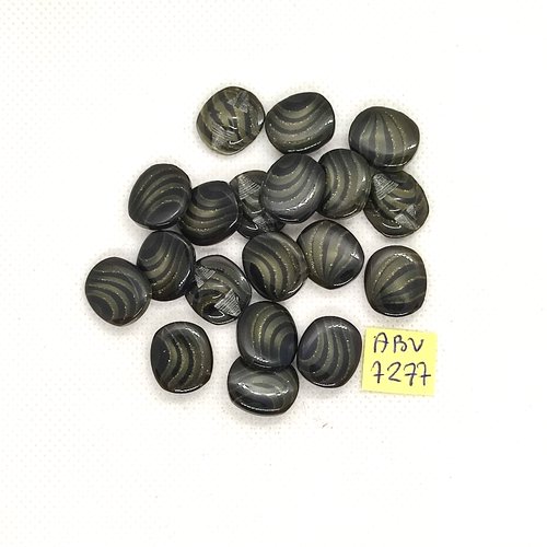 19 boutons en résine vert/gris - 15x13mm - abv7277