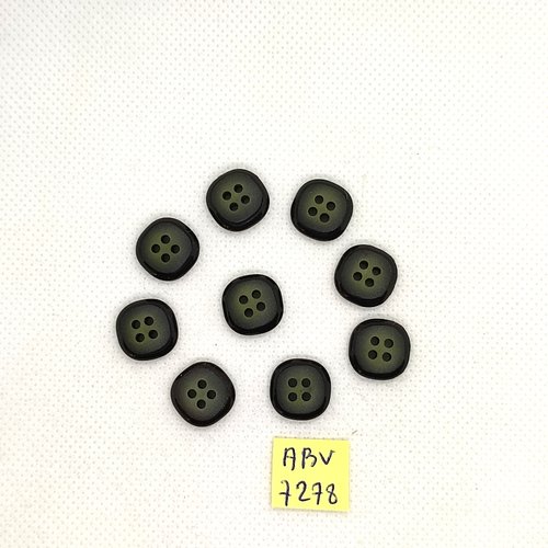 9 boutons en résine vert - 13x13mm - abv7278