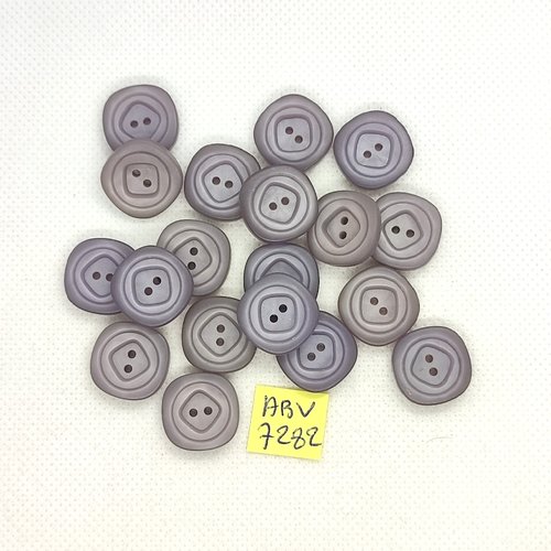 19 boutons en résine gris/mauve - 16x16mm - abv7282