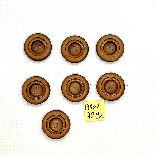 7 boutons en résine marron - 22mm - abv7292