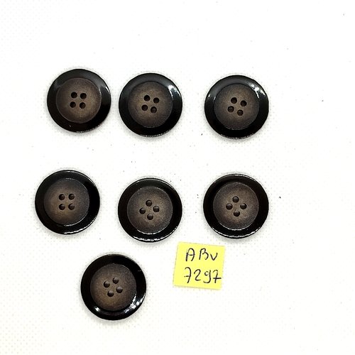 7 boutons en résine marron et noir - 22mm - abv7297