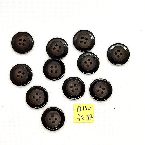 11 boutons en résine marron et noir - 18mm - abv7297