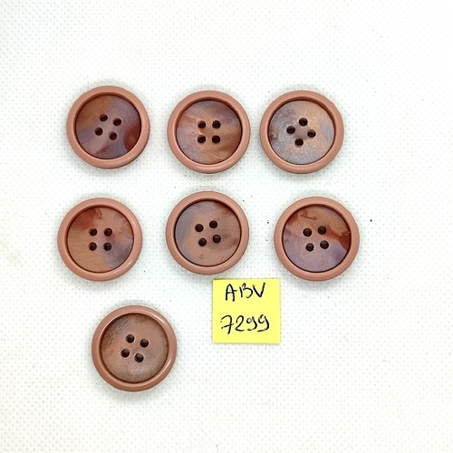 7 boutons en résine vieux rose - 23mm - abv7299