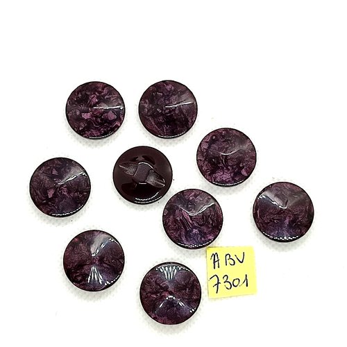 9 boutons en résine violet foncé avec reflet - 20mm - abv7301
