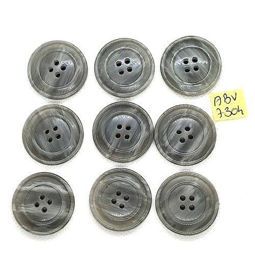9 boutons en résine gris - 28mm - abv7304
