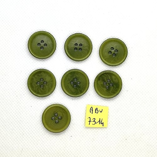 7 boutons en résine vert - 20mm - abv7314