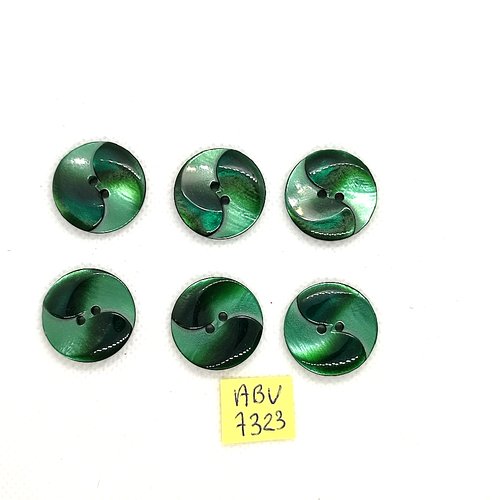 6 boutons en résine vert - 22mm - abv7323