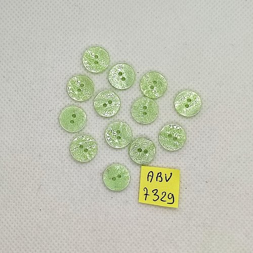 12 boutons en résine vert clair - 11mm - abv7329
