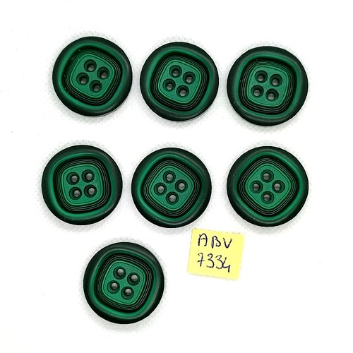 7 boutons en résine vert - 27mm - abv7334
