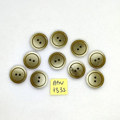 10 boutons en résine kaki - 18mm - abv7335