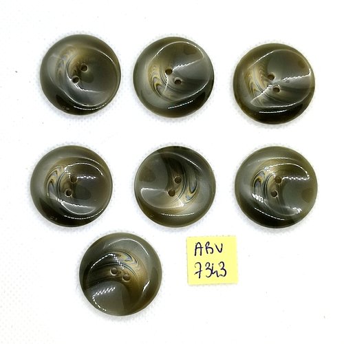 7 boutons en résine vert - 27mm - abv7343