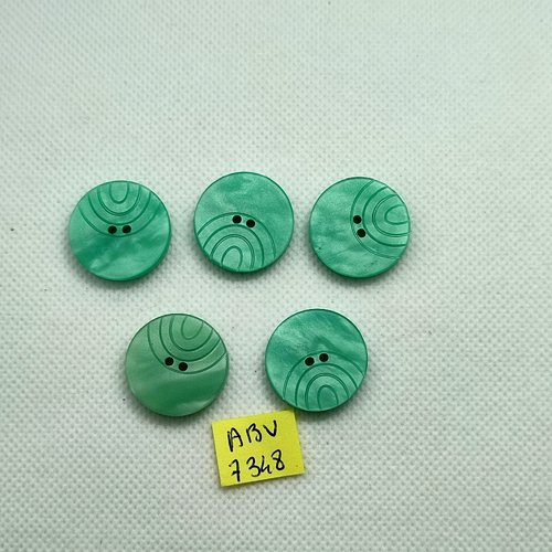 5 boutons en résine vert - 22mm - abv7348