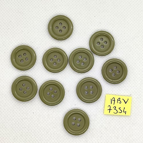 10 boutons en résine vert/kaki - 18mm - abv7354