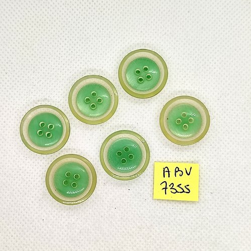 6 boutons en résine vert et transparent - 20mm - abv7355