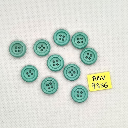 10 boutons en résine vert/bleu - 14mm - abv7356